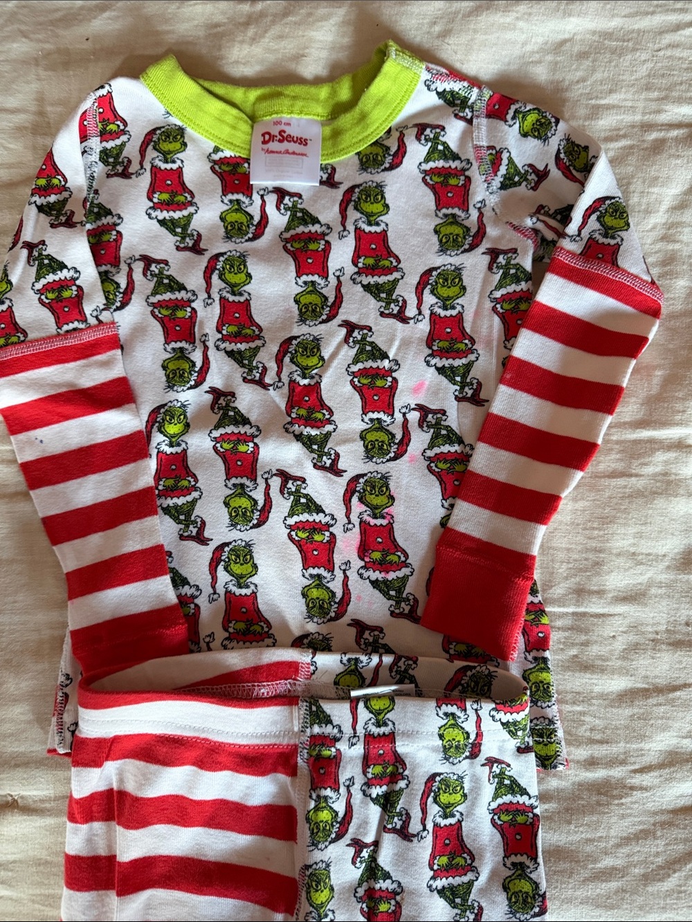 Hanna Anderson Size 100 Dr. Seuss Kids' Grinch Red & White Holiday Pajama Set